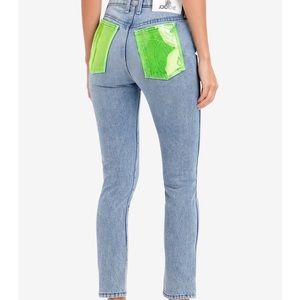 YELLOW PVC POCKET HIGH RISE VINTAGE CROP